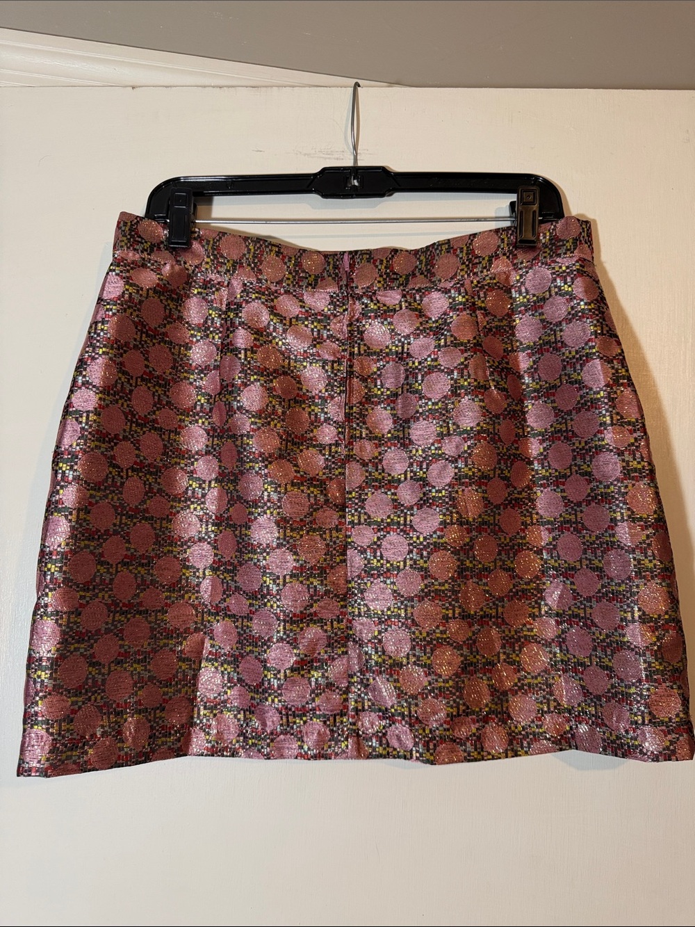 Modcloth Pink Metallic Jacquard Mini Skirt with Gold Accents - Picture 4 of 5